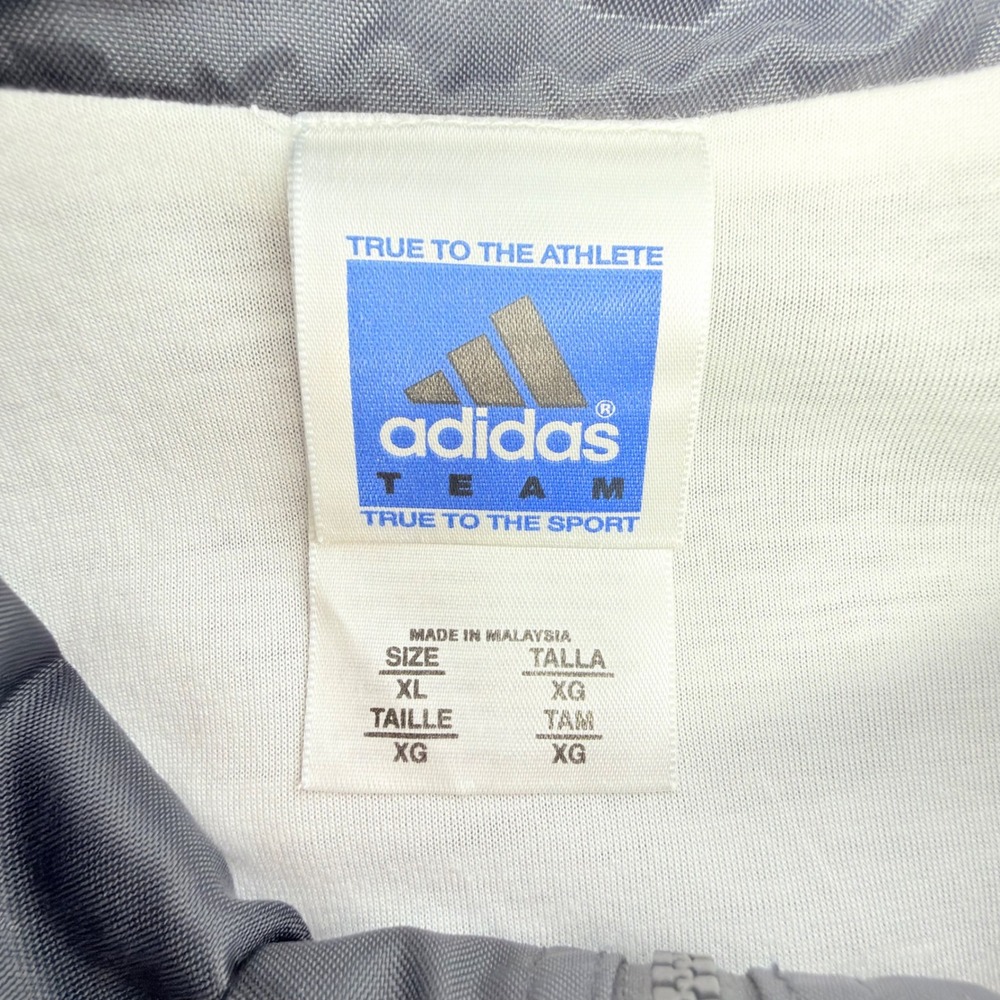 Vintage Adidas Team Nylon Track Jacket Full Zip Black White Mens XL 3 Stripe 01 - Picture 6 of 6